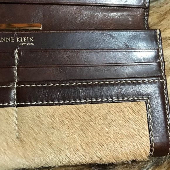 *Rare* Anne Klein Hair Calf Leather Antiqued Frame Push Latch Wallet - Picture 9 of 15